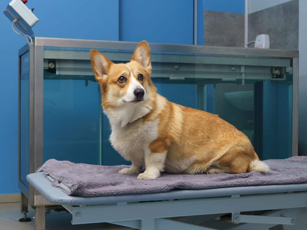 Dog rehabilitation in water treadmill